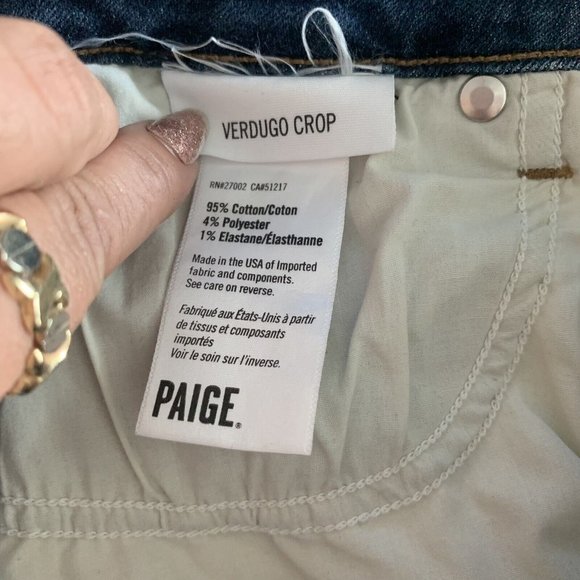 Paige Women's Verdugo Crop Raw Fringe Hem Size 29 Stretchy Skinny - Picture 9 of 10